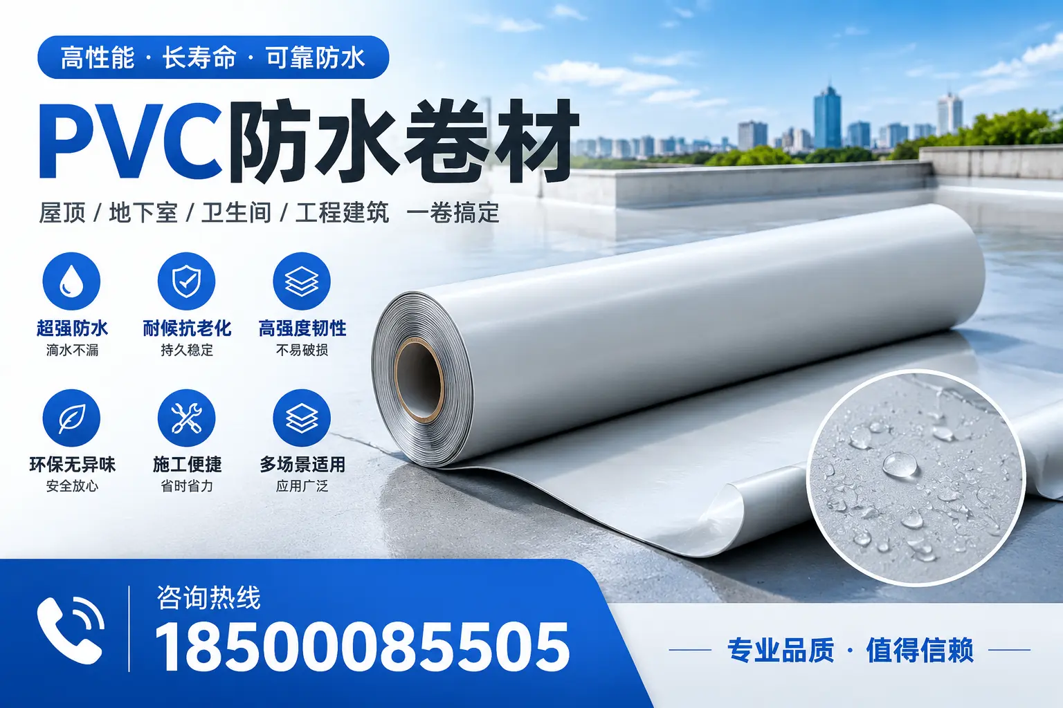 PVC防水卷材的防水效果评测,适合张家口的科学依据